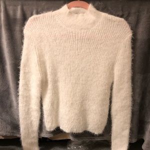 NWT White Eyelash Mock Neck Sweater